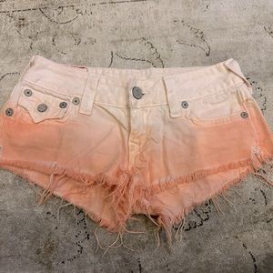 True Religion ombré Joey cut off shorts